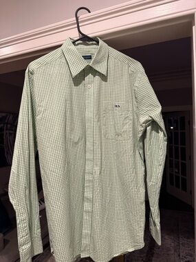 Fish Hippie Men’s Light Green Gingham Button-Down Shirt